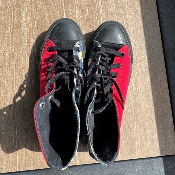 Converse Black and Red High-Top Sneakers with Dog Print - Picture 6 of 8